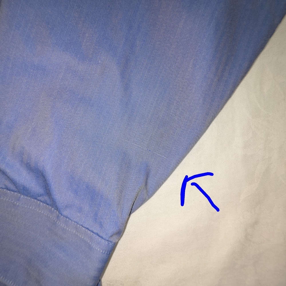 VAN HEUSEN Royal Herringbone Blue Size 2XL 18.5 36/37 Button Down Regular Fit - Picture 6 of 6